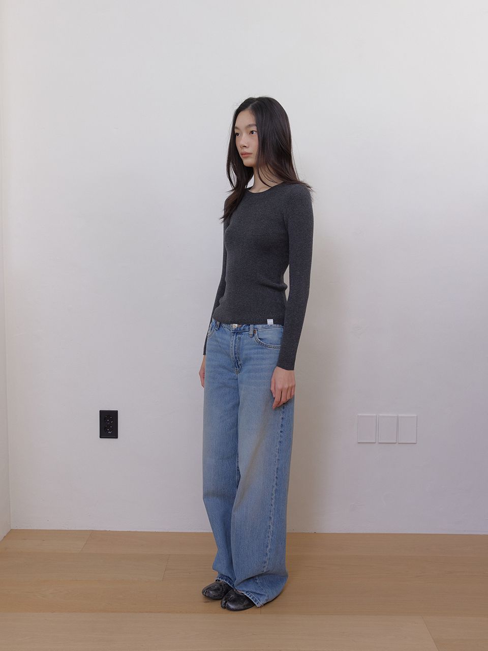 AS BASIC ウールラウンドニット (ダークグレー) | ASURA | HANA(ハナ) #5