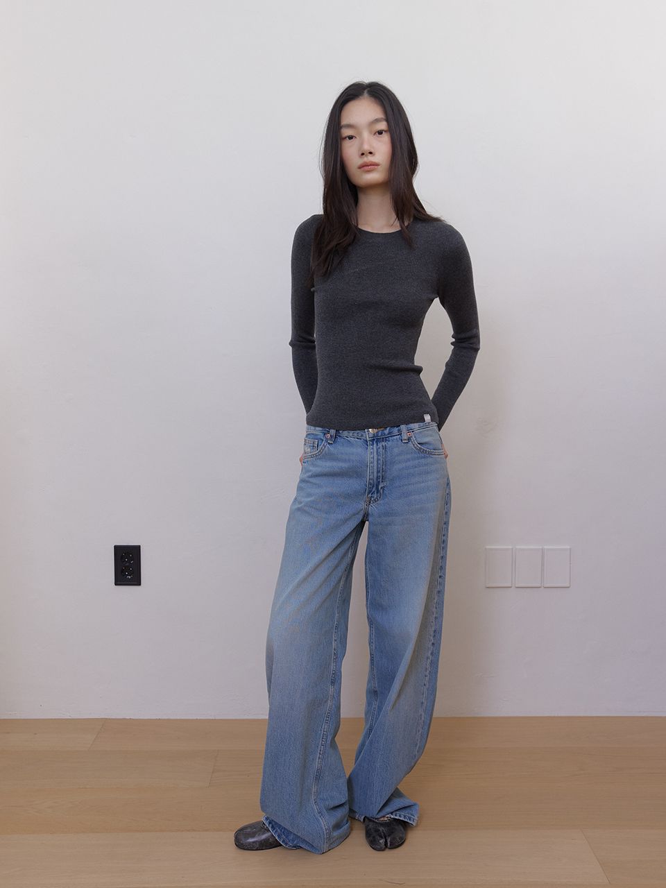 AS BASIC ウールラウンドニット (ダークグレー) | ASURA | HANA(ハナ) #6