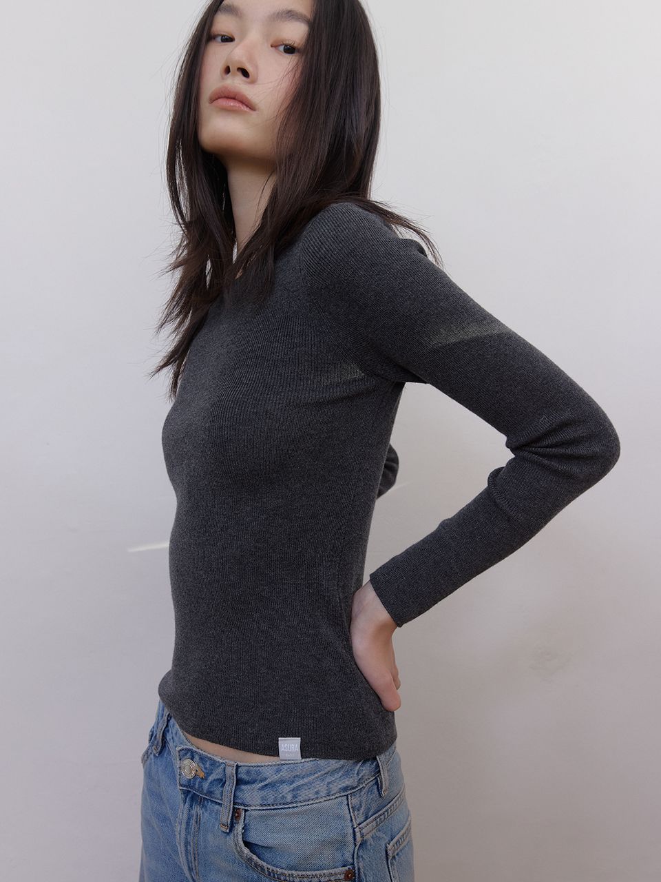 AS BASIC ウールラウンドニット (ダークグレー) | ASURA | HANA(ハナ) #7
