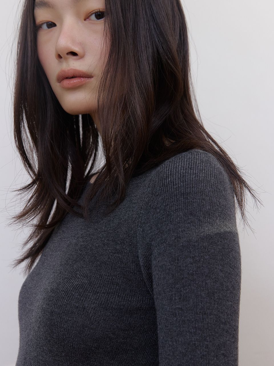 AS BASIC ウールラウンドニット (ダークグレー) | ASURA | HANA(ハナ) #10