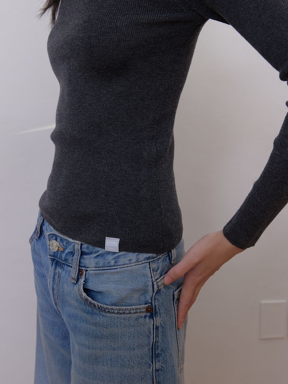 AS BASIC ウールラウンドニット (ダークグレー) | ASURA | HANA(ハナ) #11