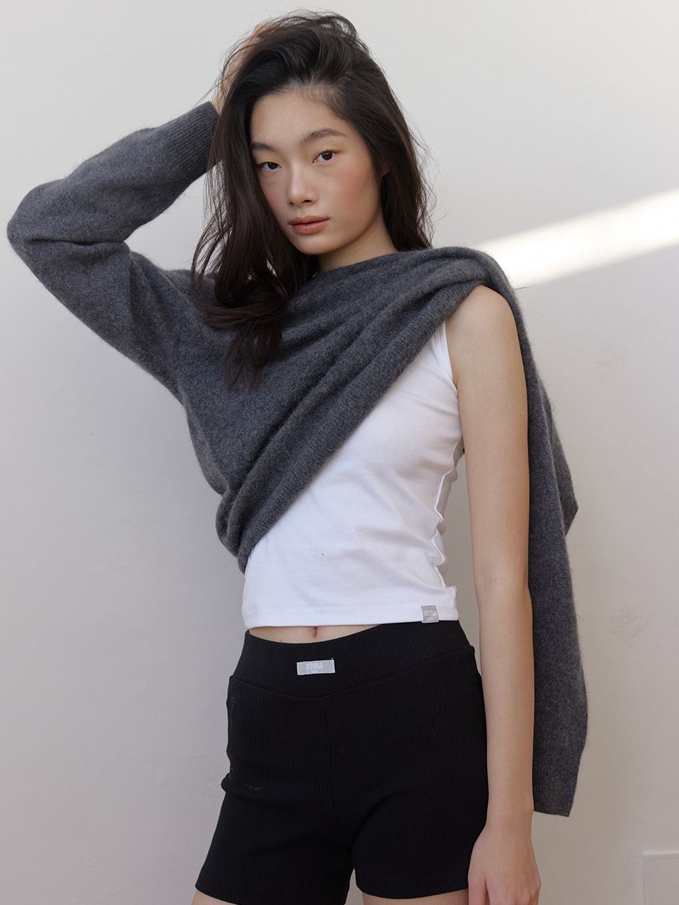 AS BASIC ウールホールガーメントニット (ダークグレー) | ASURA | HANA(ハナ) #7