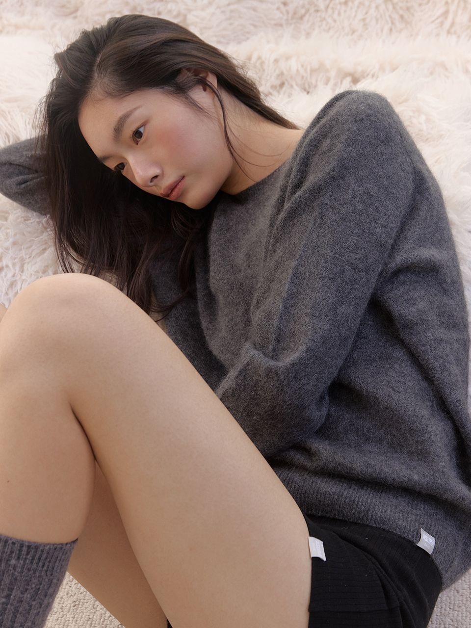 AS BASIC ウールホールガーメントニット (ダークグレー) | ASURA | HANA(ハナ) #11