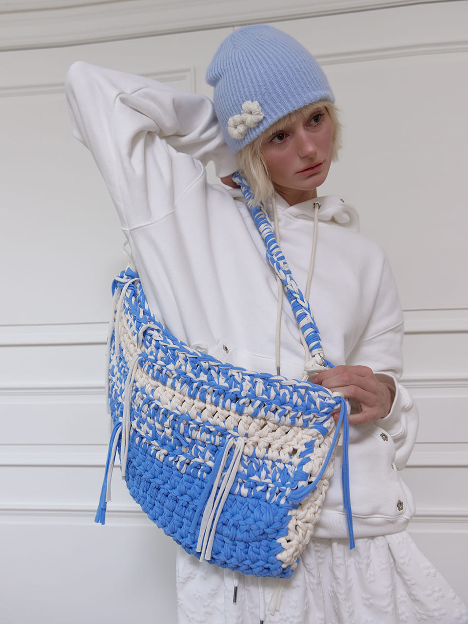 フラワーフレーク ビーニー - スカイブルー | MEENDERI | HANA(ハナ) #12