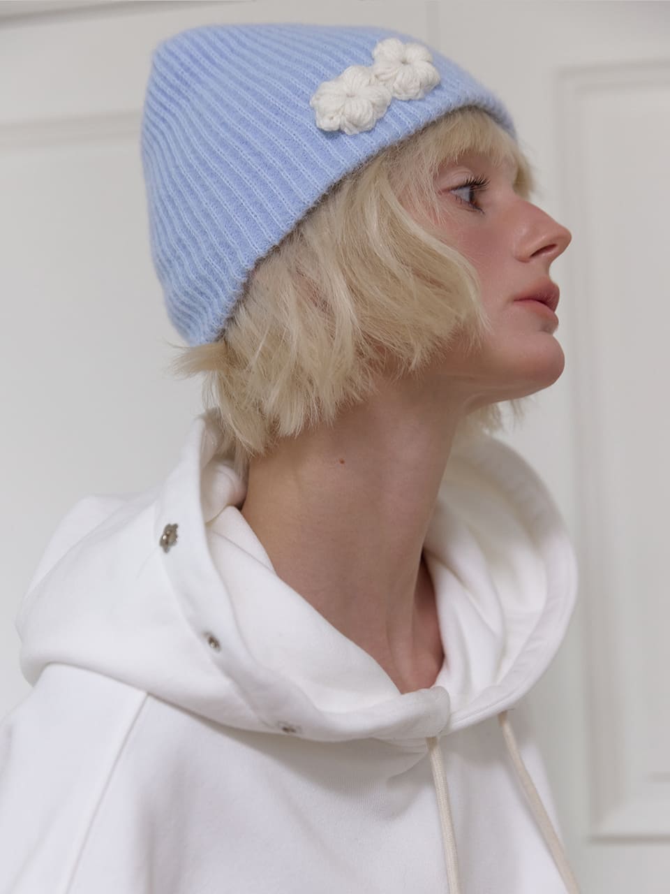 フラワーフレーク ビーニー - スカイブルー | MEENDERI | HANA(ハナ) #6