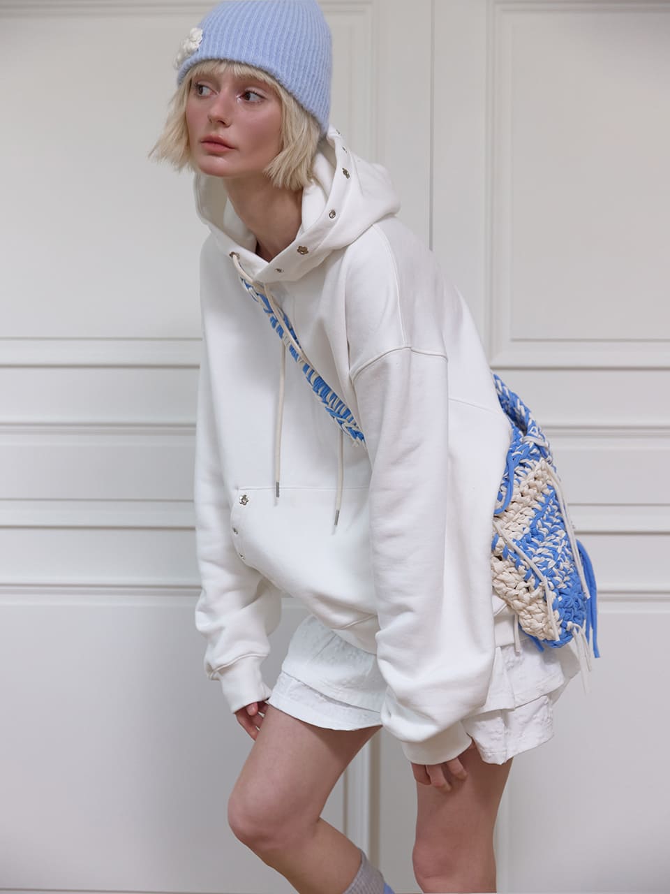 フラワーフレーク ビーニー - スカイブルー | MEENDERI | HANA(ハナ) #9