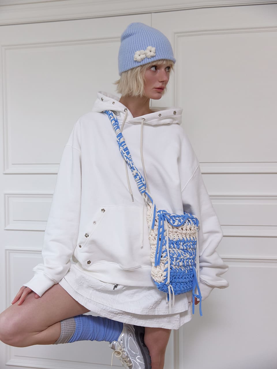 フラワーフレーク ビーニー - スカイブルー | MEENDERI | HANA(ハナ) #11