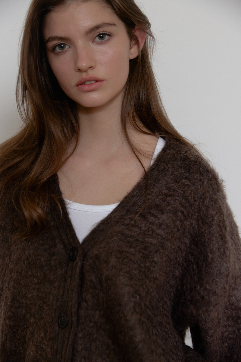 ヘアリーブラシ ショートカーディガン (ブラウン) | ASURA | HANA(ハナ) #13