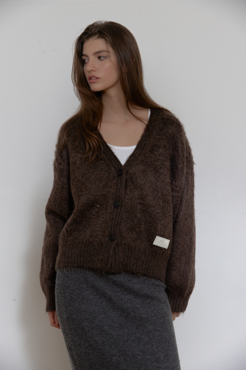 ヘアリーブラシ ショートカーディガン (ブラウン) | ASURA | HANA(ハナ)