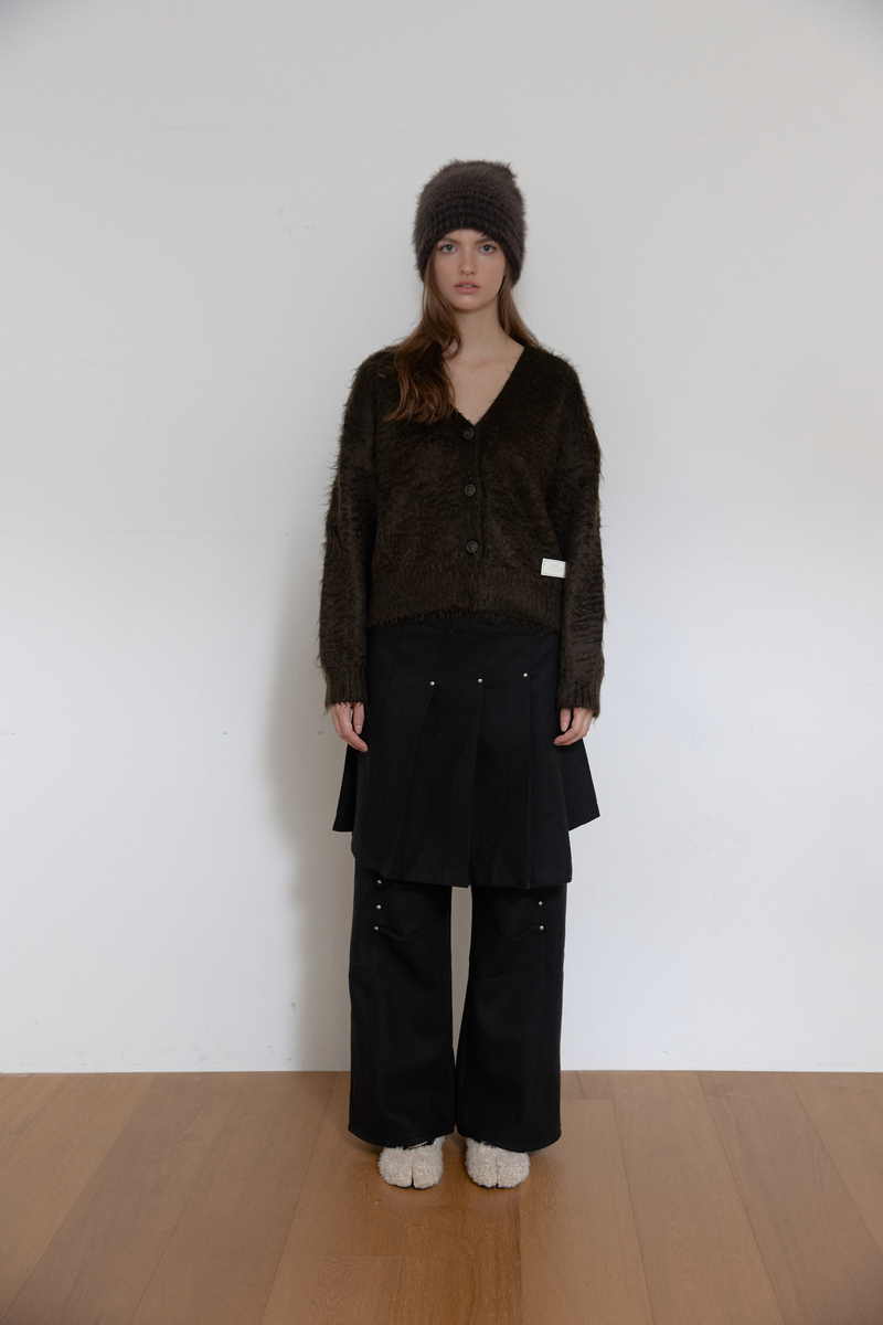 ヘアリーブラシ ショートカーディガン (カーキ) | ASURA | HANA(ハナ) #2