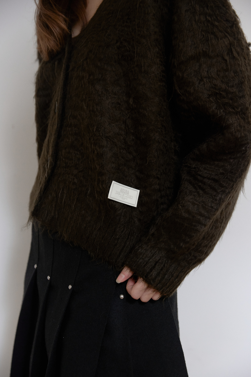 ヘアリーブラシ ショートカーディガン (カーキ) | ASURA | HANA(ハナ) #13