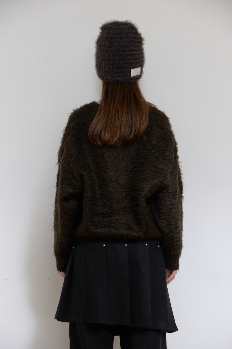 ヘアリーブラシ ショートカーディガン (カーキ) | ASURA | HANA(ハナ) #6