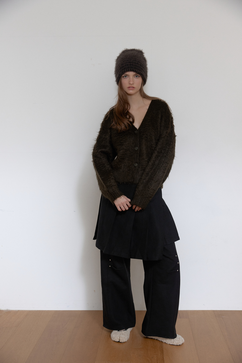 ヘアリーブラシ ショートカーディガン (カーキ) | ASURA | HANA(ハナ) #8