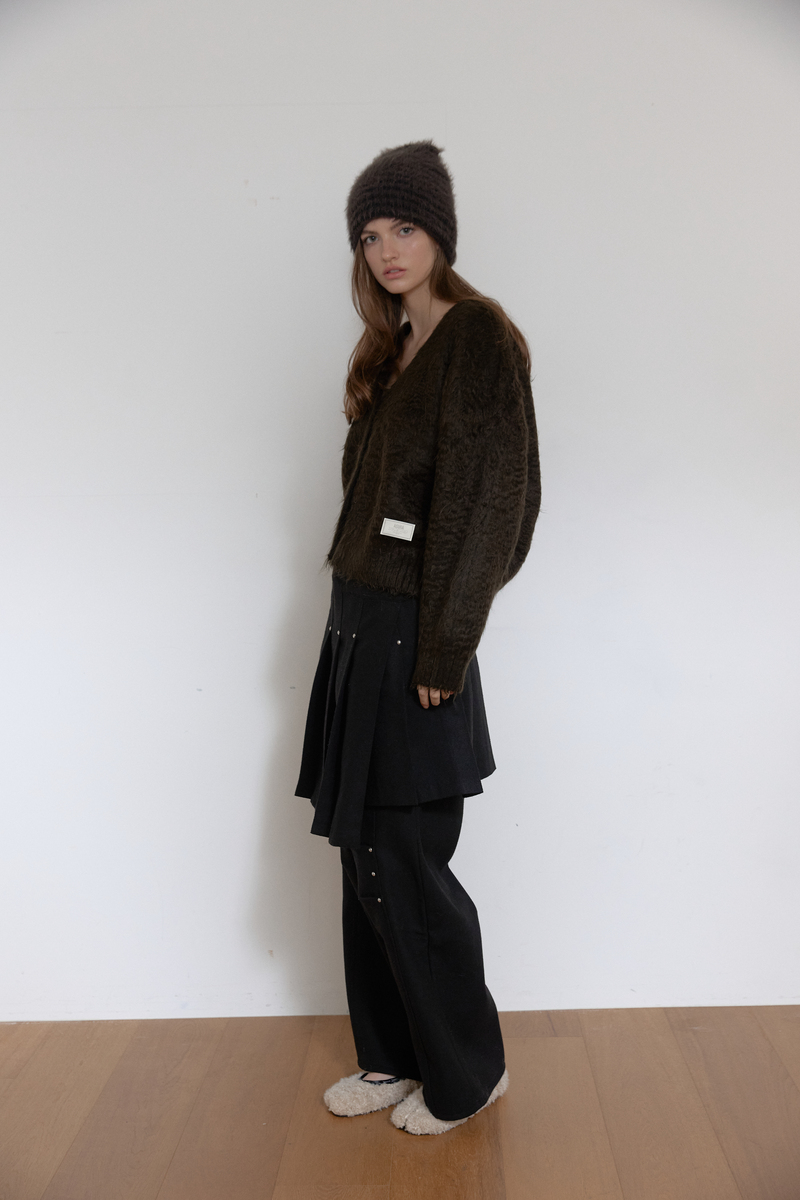 ヘアリーブラシ ショートカーディガン (カーキ) | ASURA | HANA(ハナ) #9