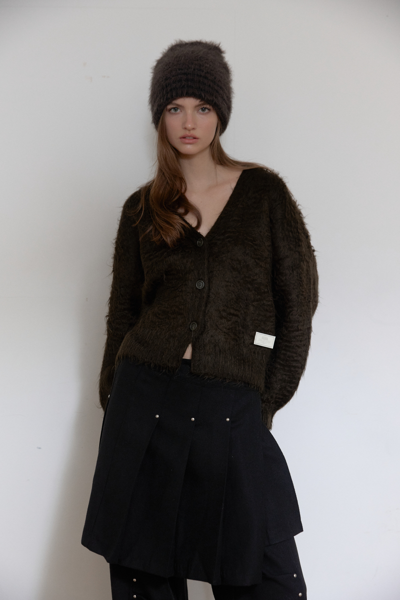 ヘアリーブラシ ショートカーディガン (カーキ) | ASURA | HANA(ハナ) #10