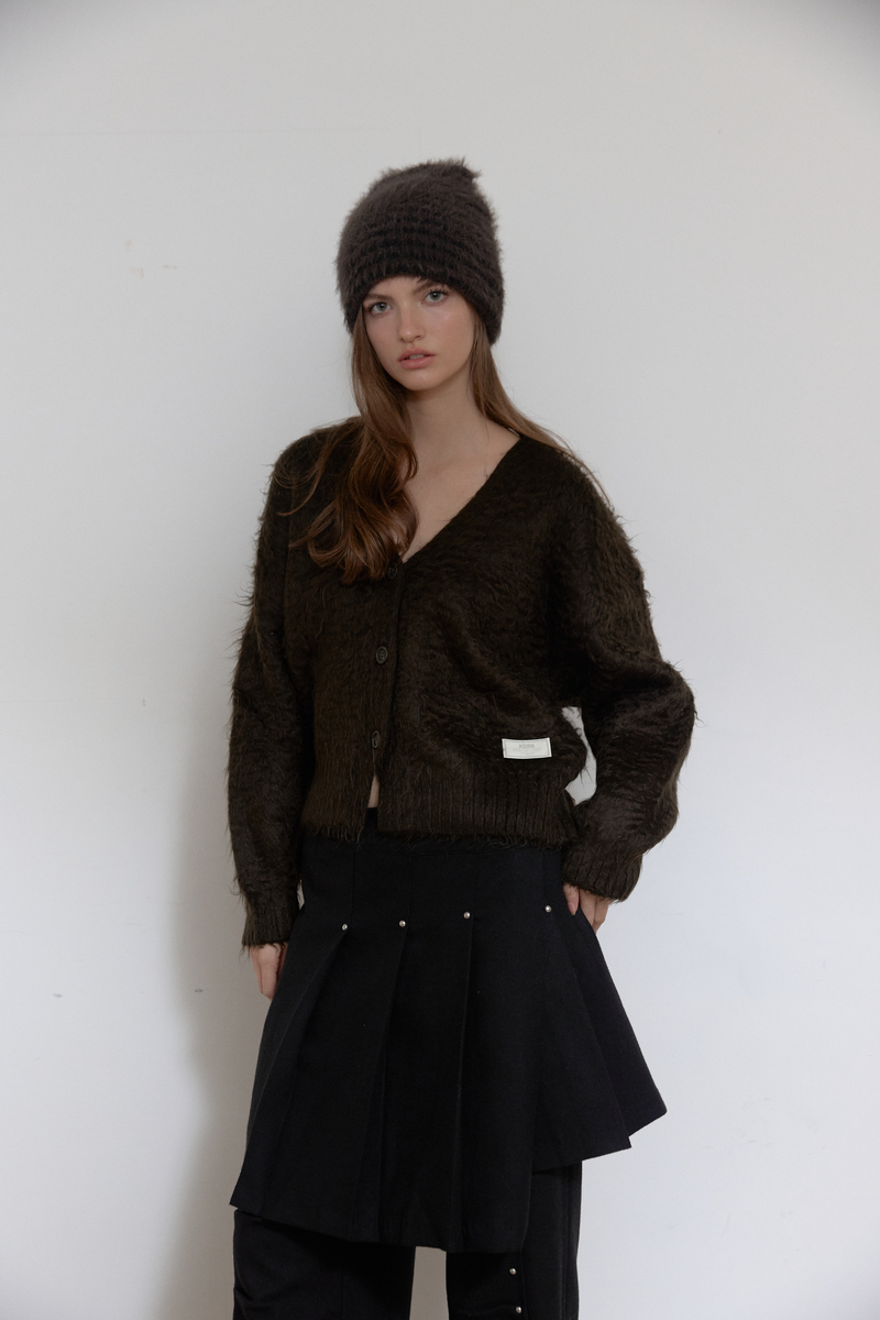 ヘアリーブラシ ショートカーディガン (カーキ) | ASURA | HANA(ハナ) #11