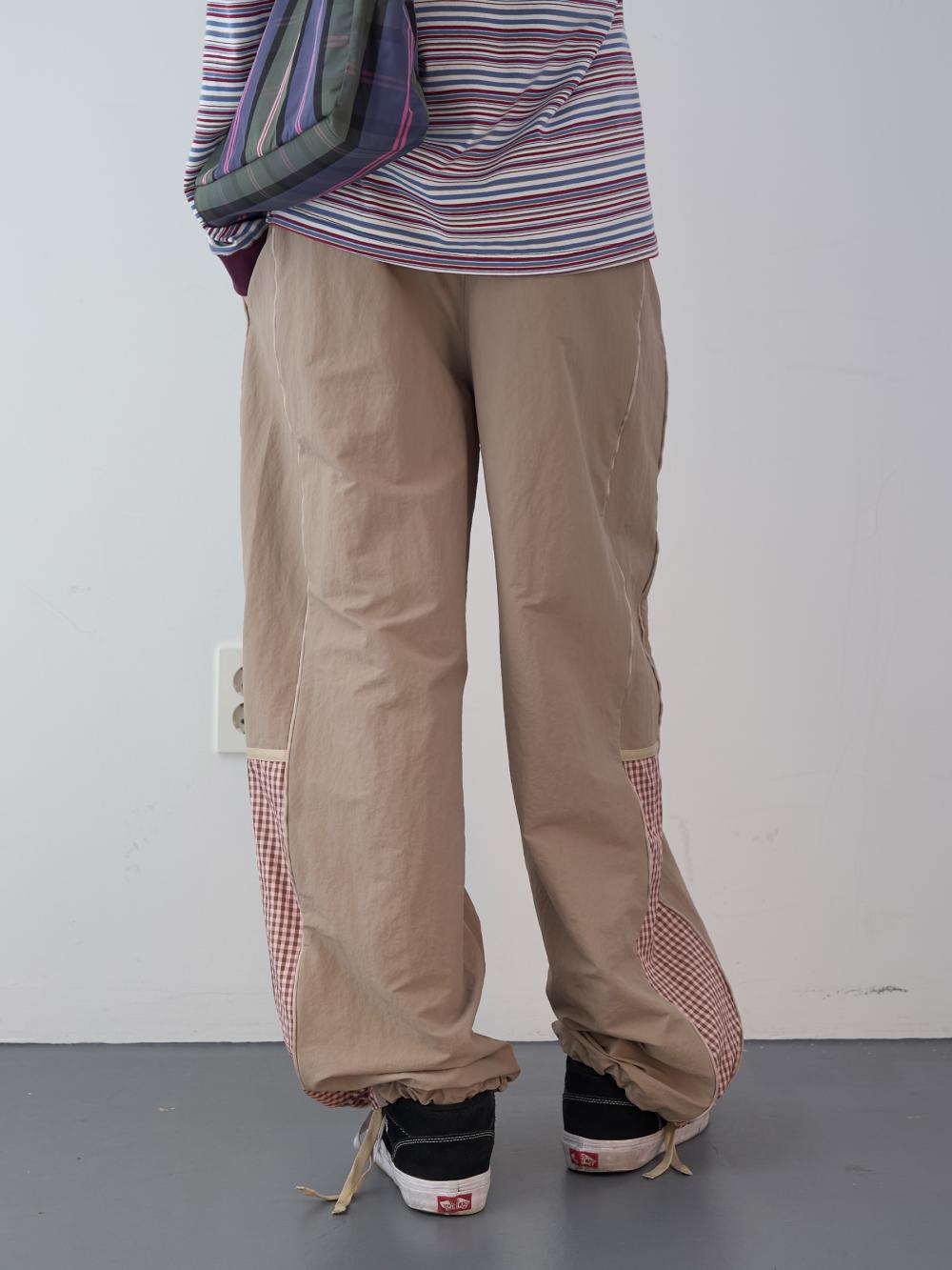チェックブロックトラックパンツ (ベージュ) | ENZO BLUES | HANA(ハナ) #12