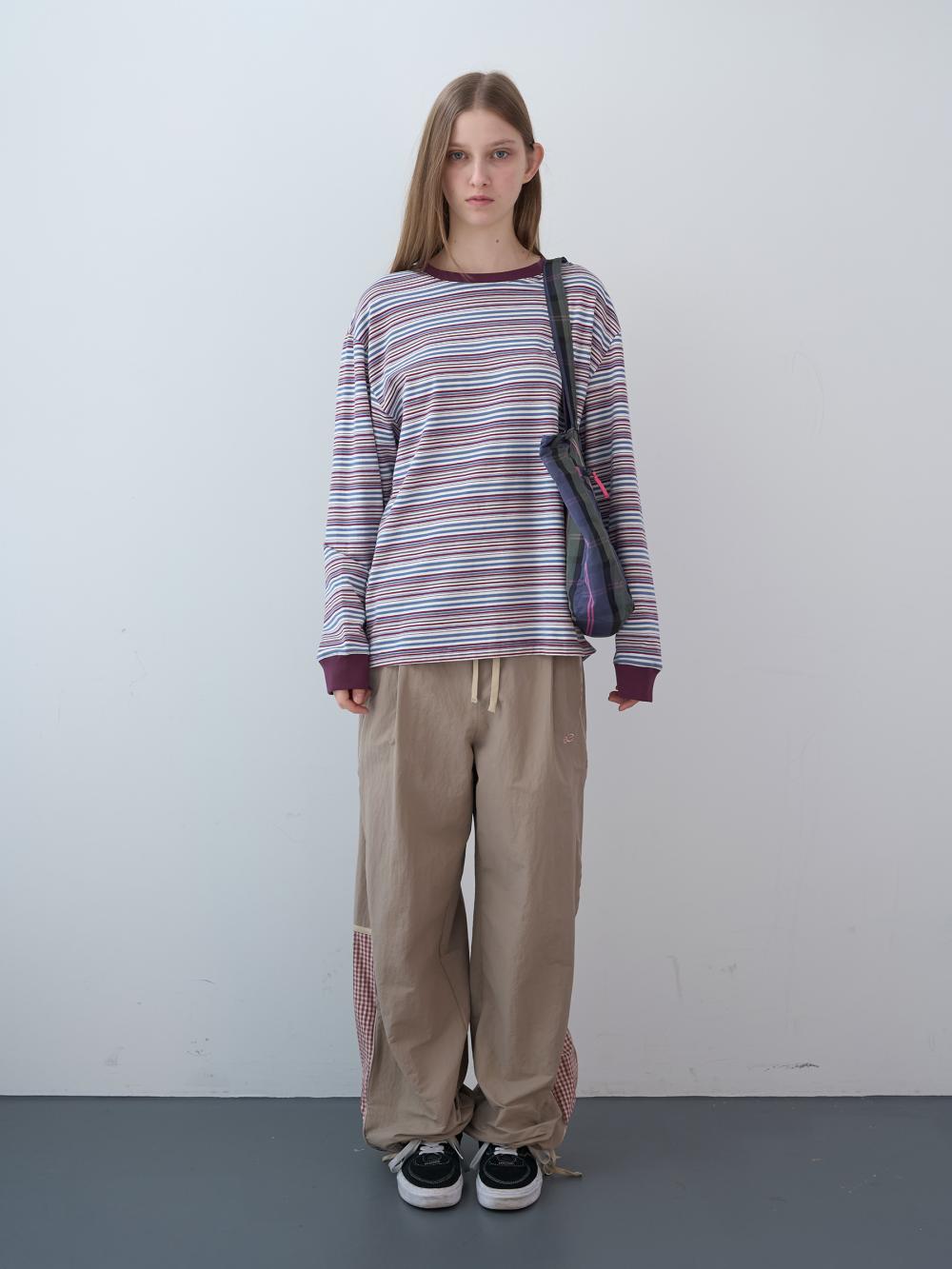 チェックブロックトラックパンツ (ベージュ) | ENZO BLUES | HANA(ハナ) #2