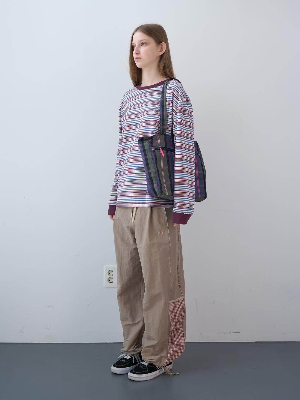 チェックブロックトラックパンツ (ベージュ) | ENZO BLUES | HANA(ハナ) #3