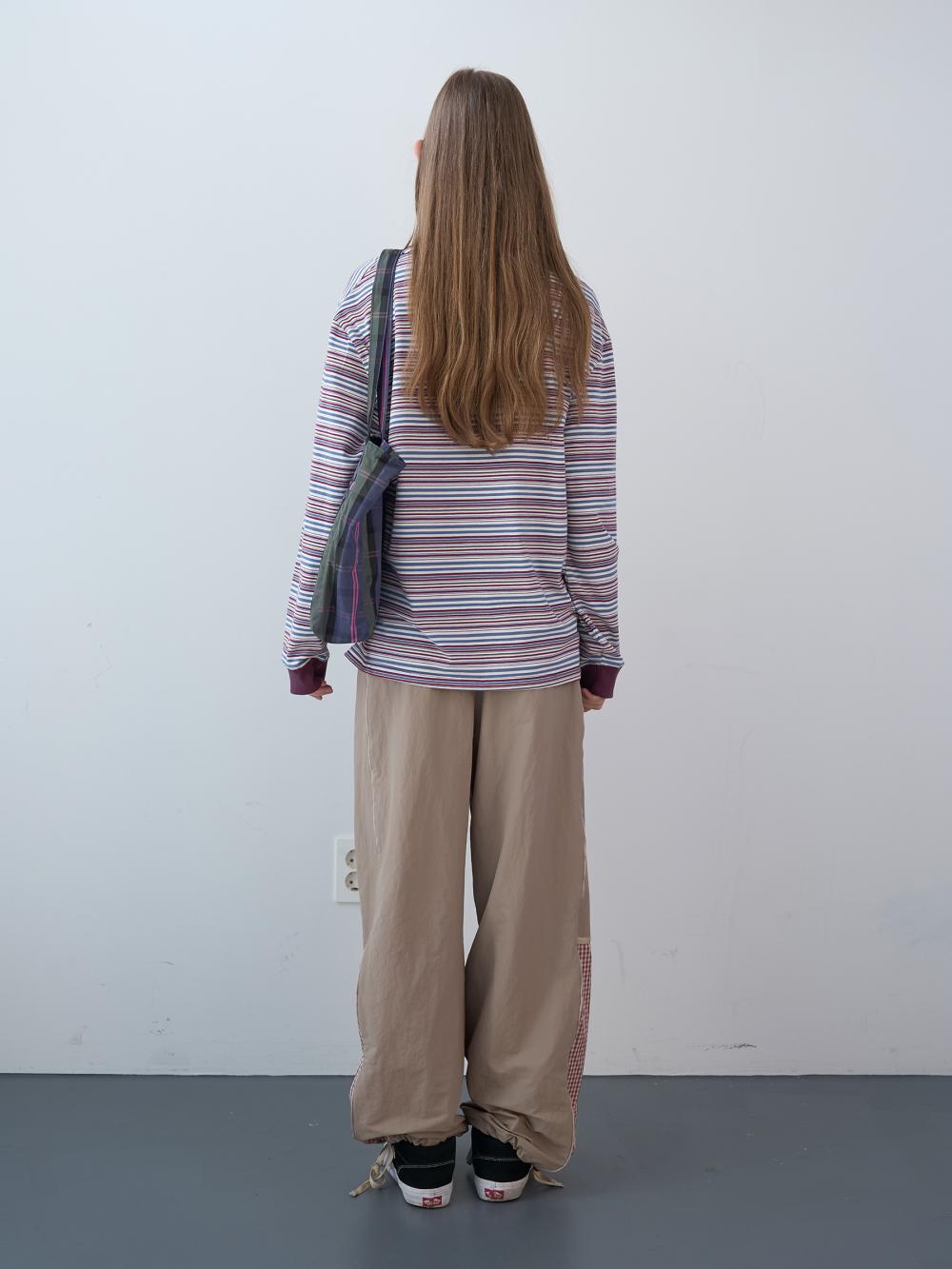 チェックブロックトラックパンツ (ベージュ) | ENZO BLUES | HANA(ハナ) #4