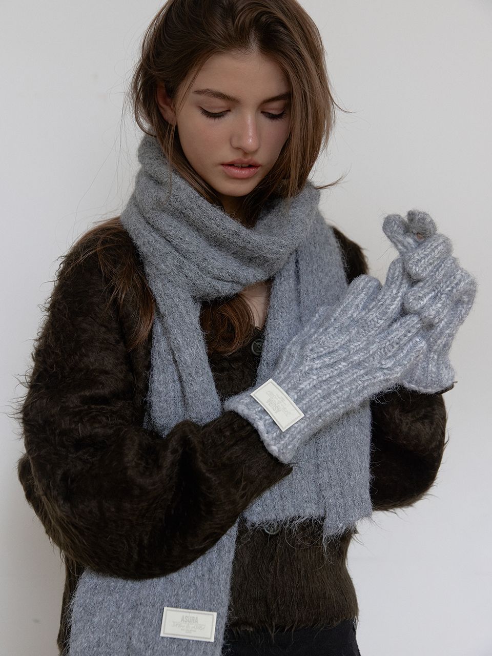 ウールニットマフラー（グレー） | ASURA | HANA(ハナ) #9