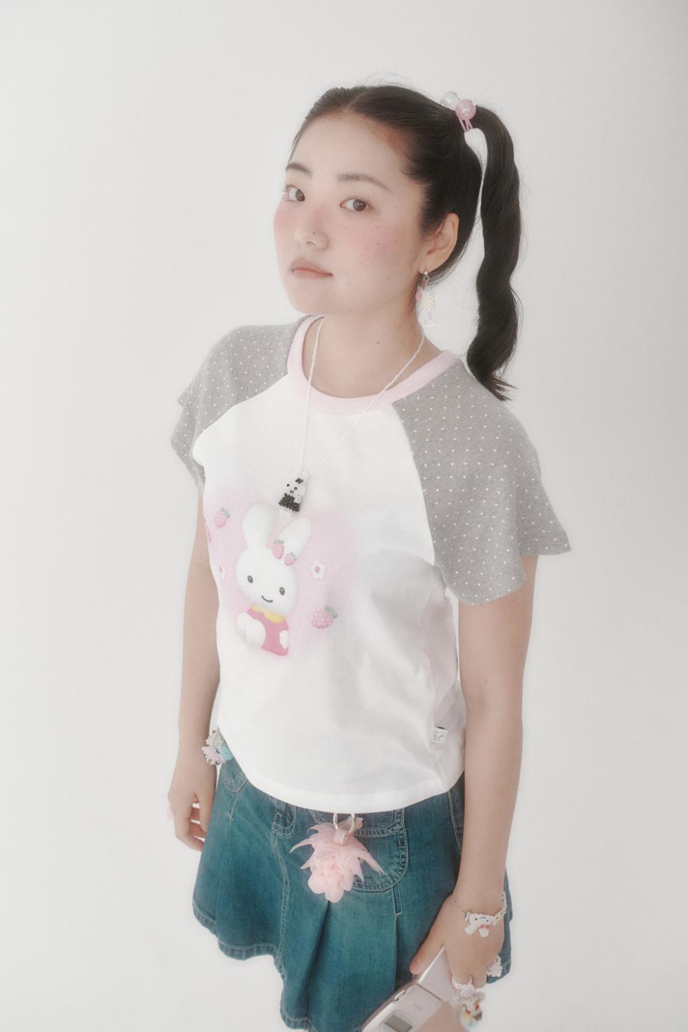 [X YOUNGART] ストロベリーシードドット KIDDY ラグラン Tシャツ | Swingset | HANA(ハナ) #2