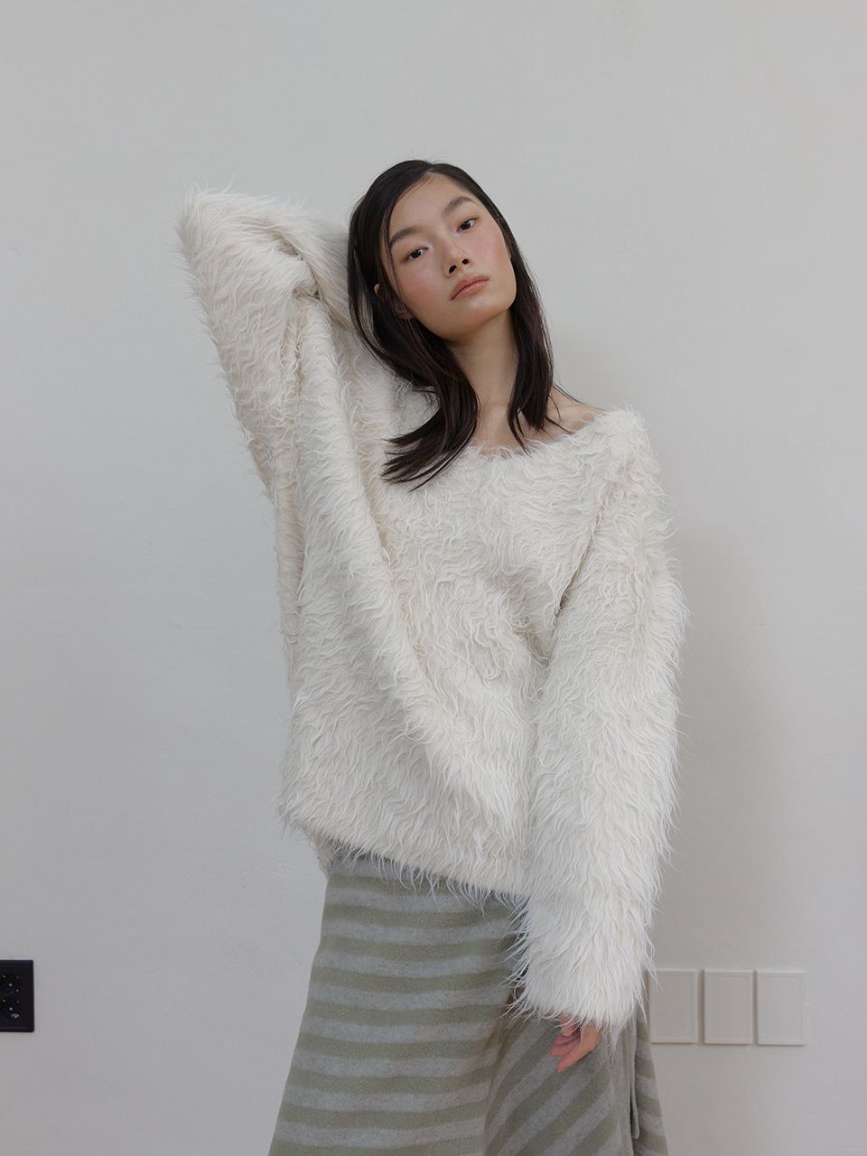 ウールヘアリーブラシVセーター (アイボリー) | ASURA | HANA(ハナ) #6