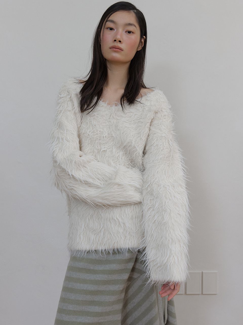 ウールヘアリーブラシVセーター (アイボリー) | ASURA | HANA(ハナ) #7