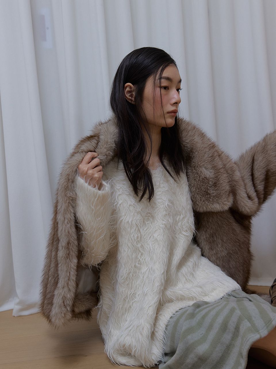 ウールヘアリーブラシVセーター (アイボリー) | ASURA | HANA(ハナ) #9