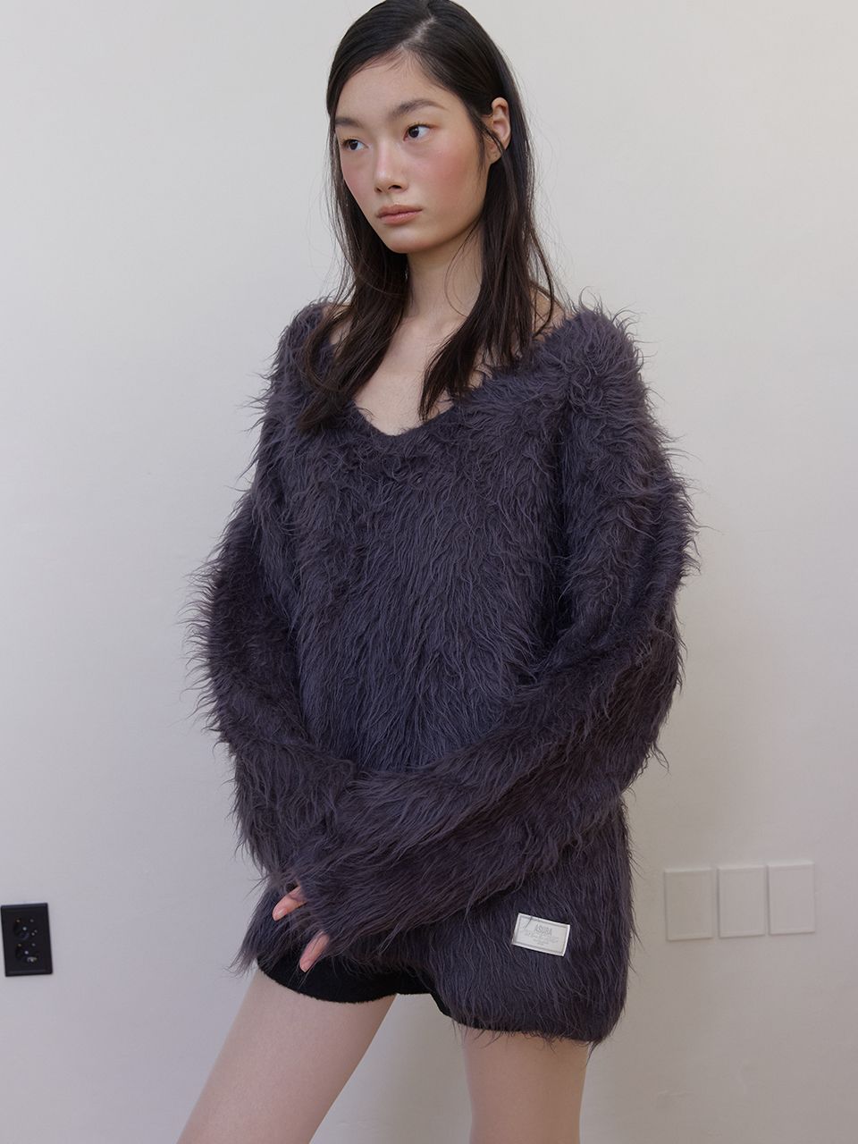 ウールヘアリーブラシVセーター (チャコール) | ASURA | HANA(ハナ) #5