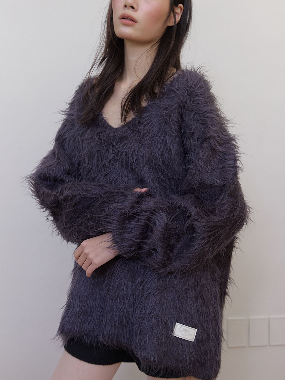 ウールヘアリーブラシVセーター (チャコール) | ASURA | HANA(ハナ) #8