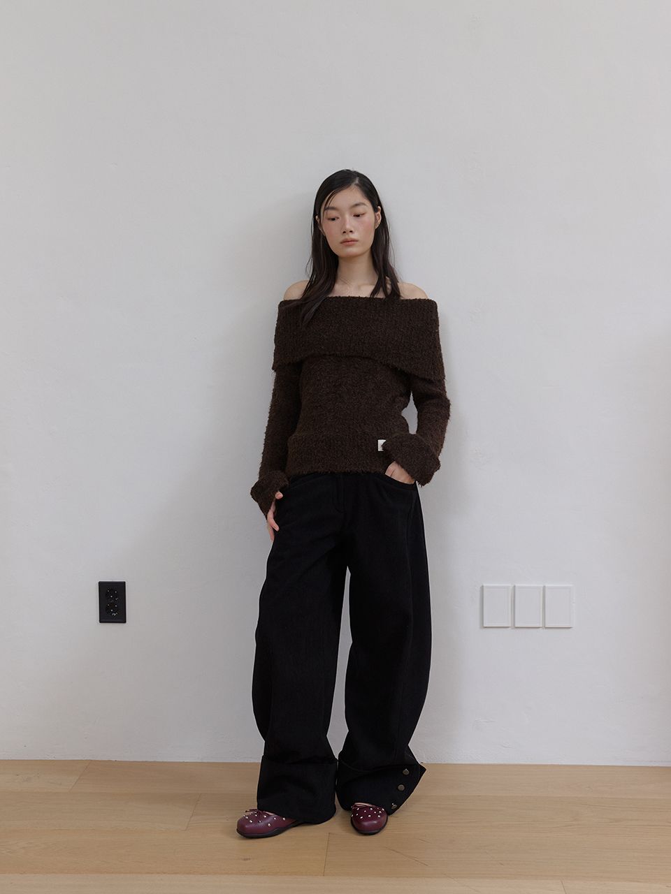 コージーウールオフショルダーニット（ブラウン） | ASURA | HANA(ハナ) #8