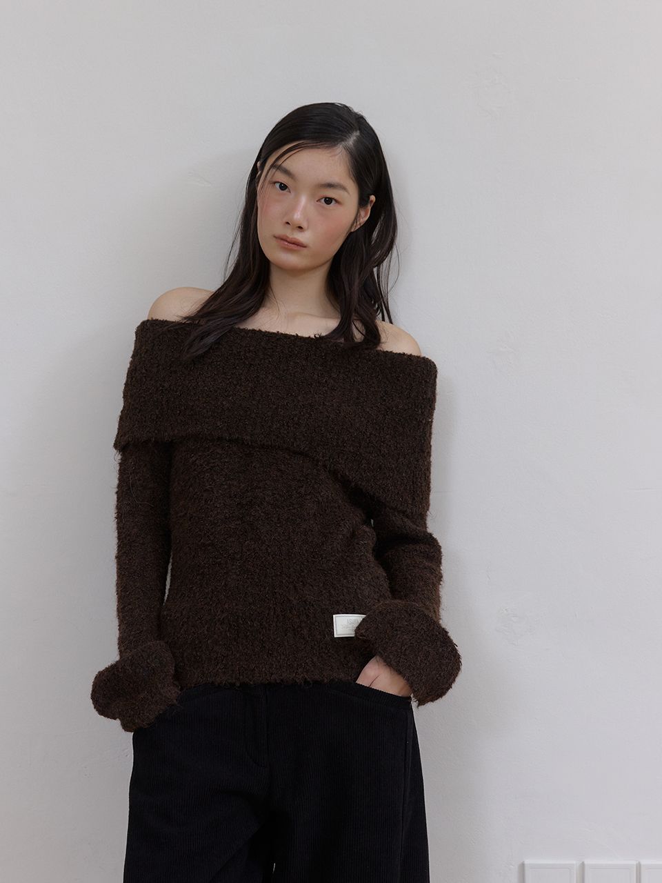 コージーウールオフショルダーニット（ブラウン） | ASURA | HANA(ハナ) #10
