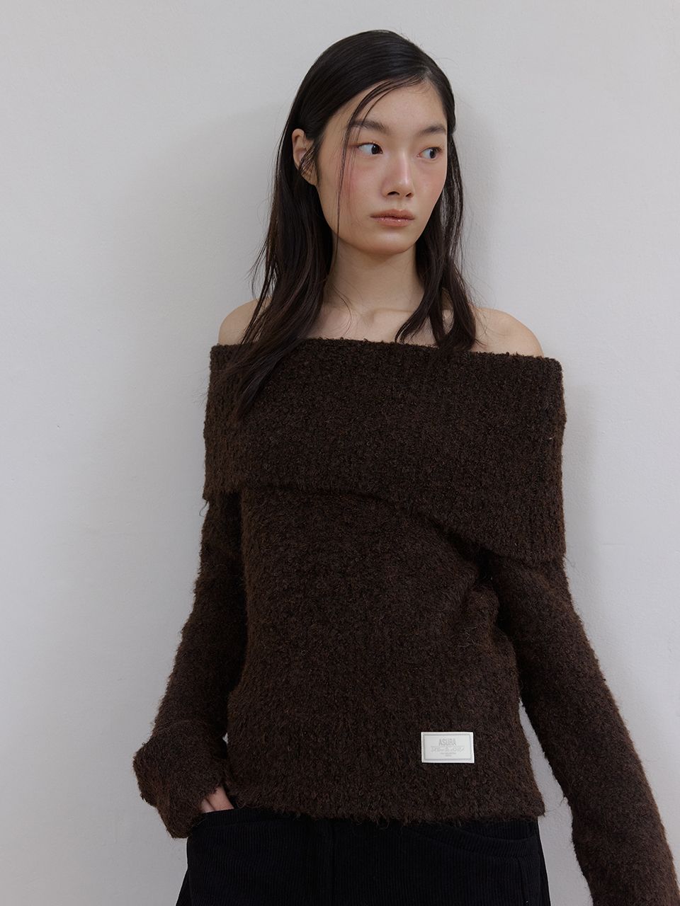 コージーウールオフショルダーニット（ブラウン） | ASURA | HANA(ハナ) #11