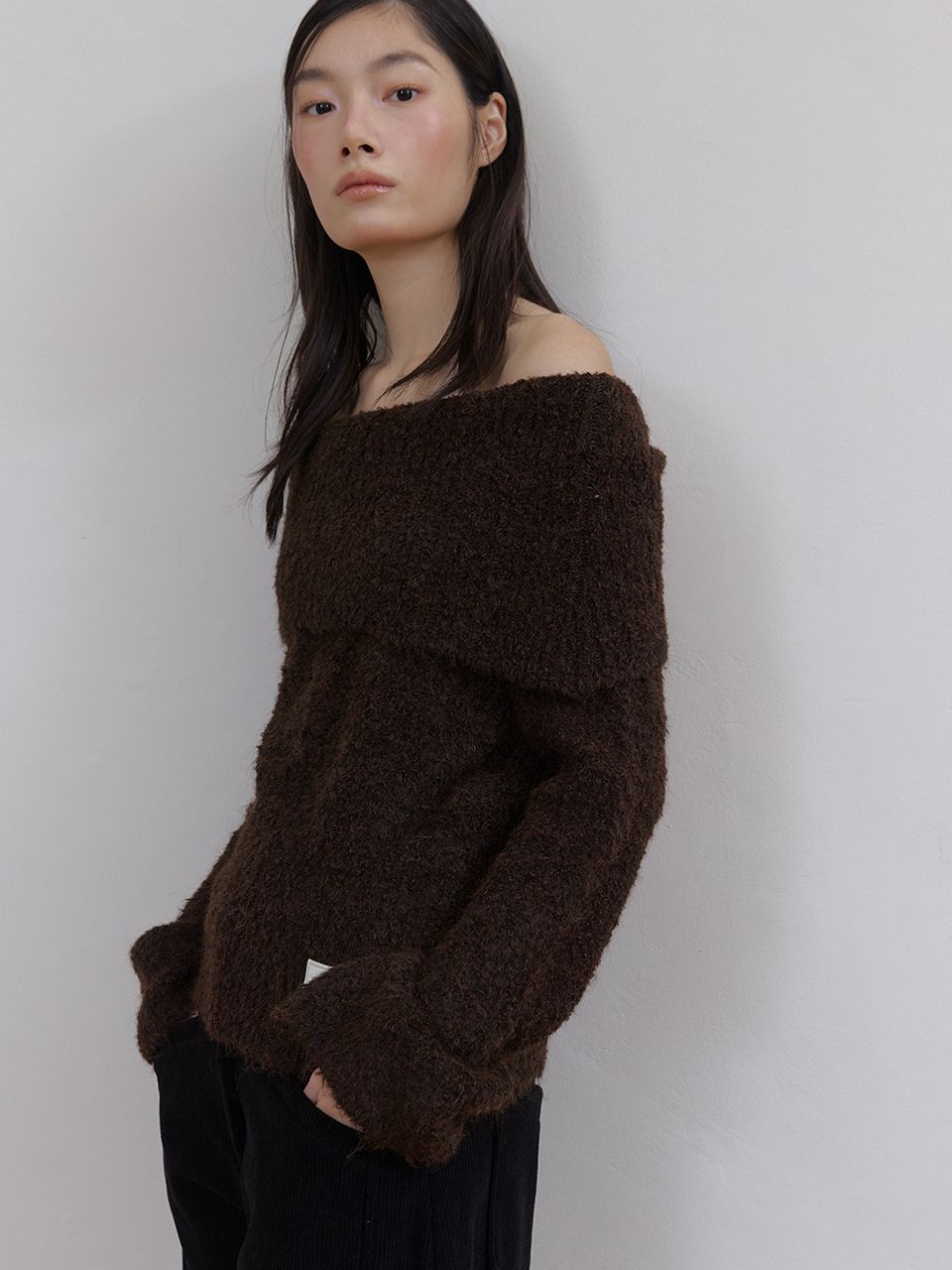 コージーウールオフショルダーニット（ブラウン） | ASURA | HANA(ハナ) #12