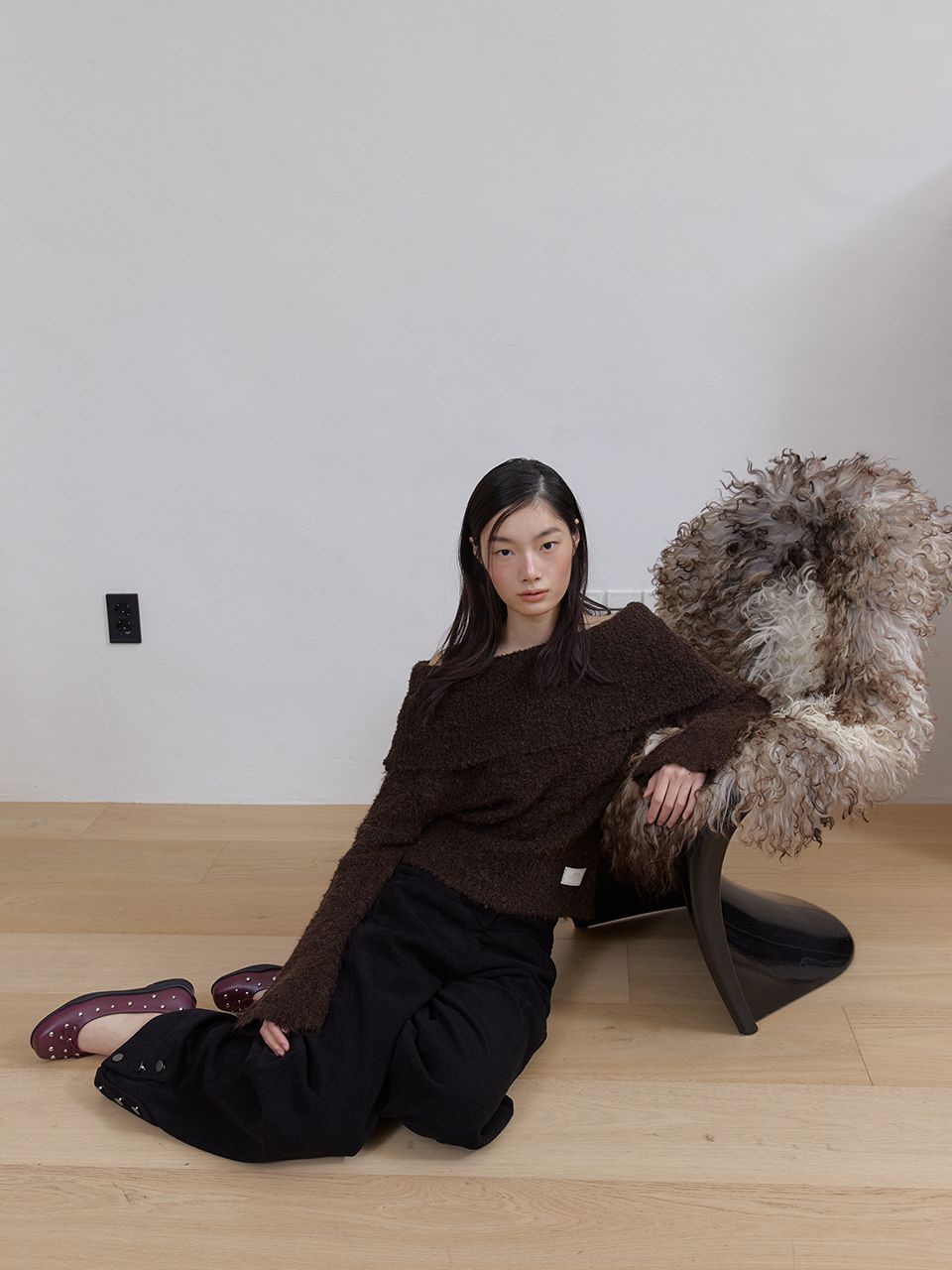 コージーウールオフショルダーニット（ブラウン） | ASURA | HANA(ハナ) #2