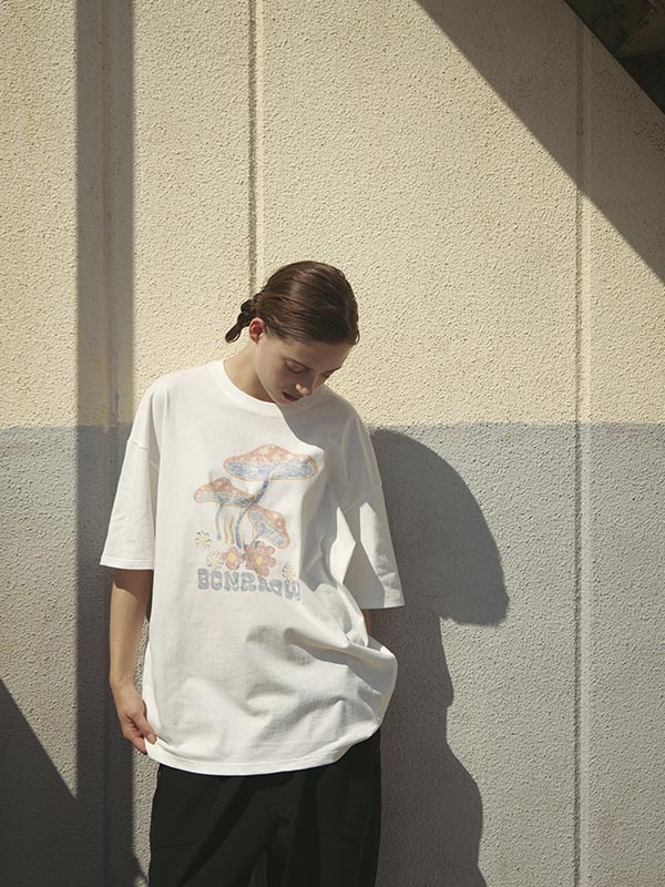 マッシュルーム Tシャツ_ホワイト | BONRROW | HANA(ハナ) #6