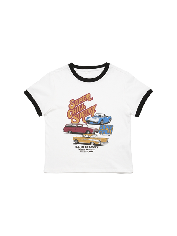 クロップ チル サンデー Tシャツ_ホワイト | BONRROW | HANA(ハナ) #2