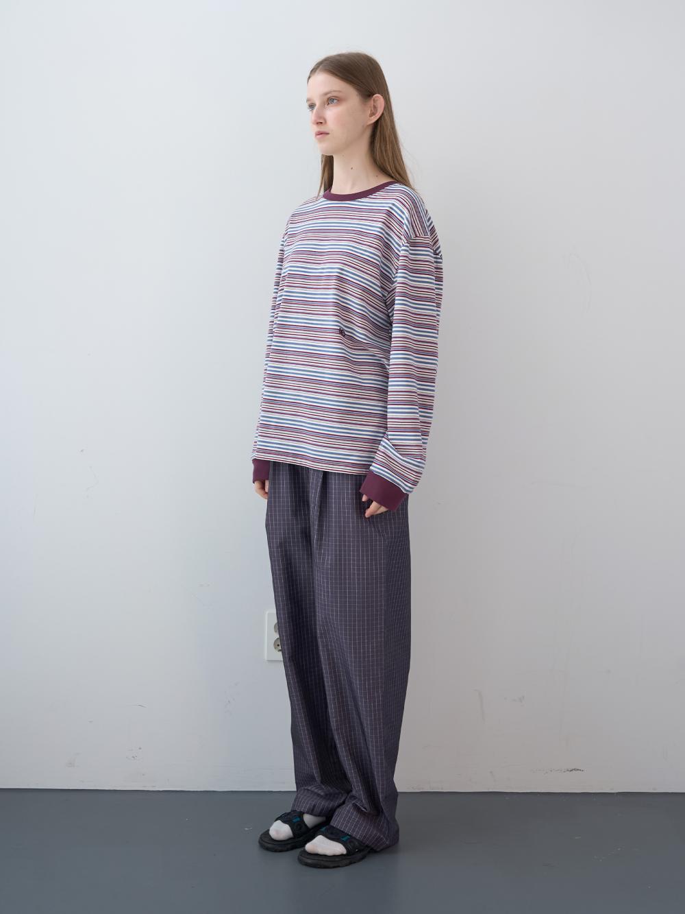 グロッシーチェックワイドバンディングパンツ (パープル) | ENZO BLUES | HANA(ハナ) #7