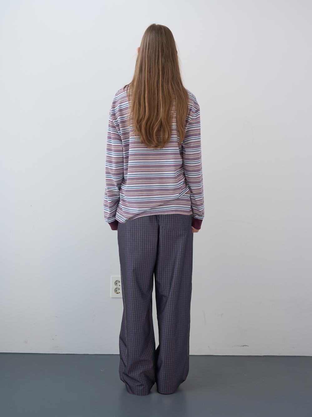 グロッシーチェックワイドバンディングパンツ (パープル) | ENZO BLUES | HANA(ハナ) #8