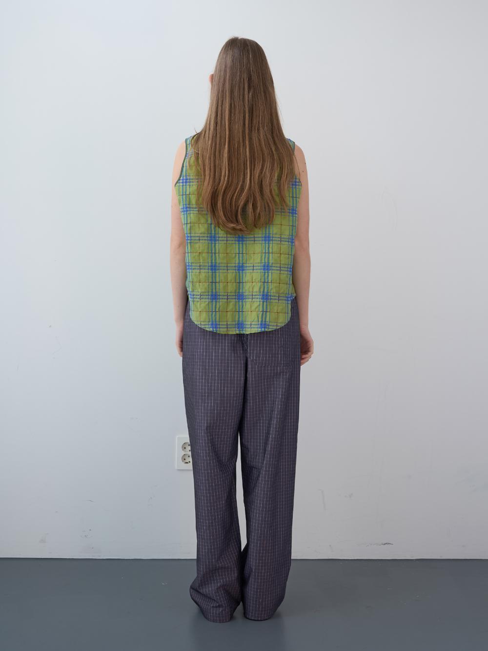 グロッシーチェックワイドバンディングパンツ (パープル) | ENZO BLUES | HANA(ハナ) #4