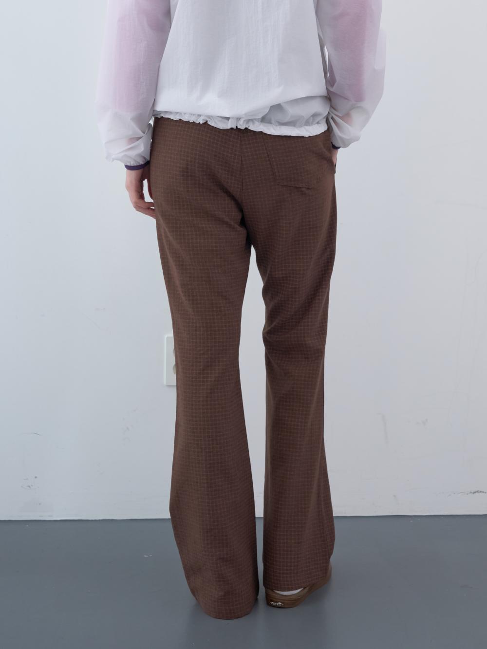 マットチェックバンディングブーツカットパンツ (ブラウン) | ENZO BLUES | HANA(ハナ) #9
