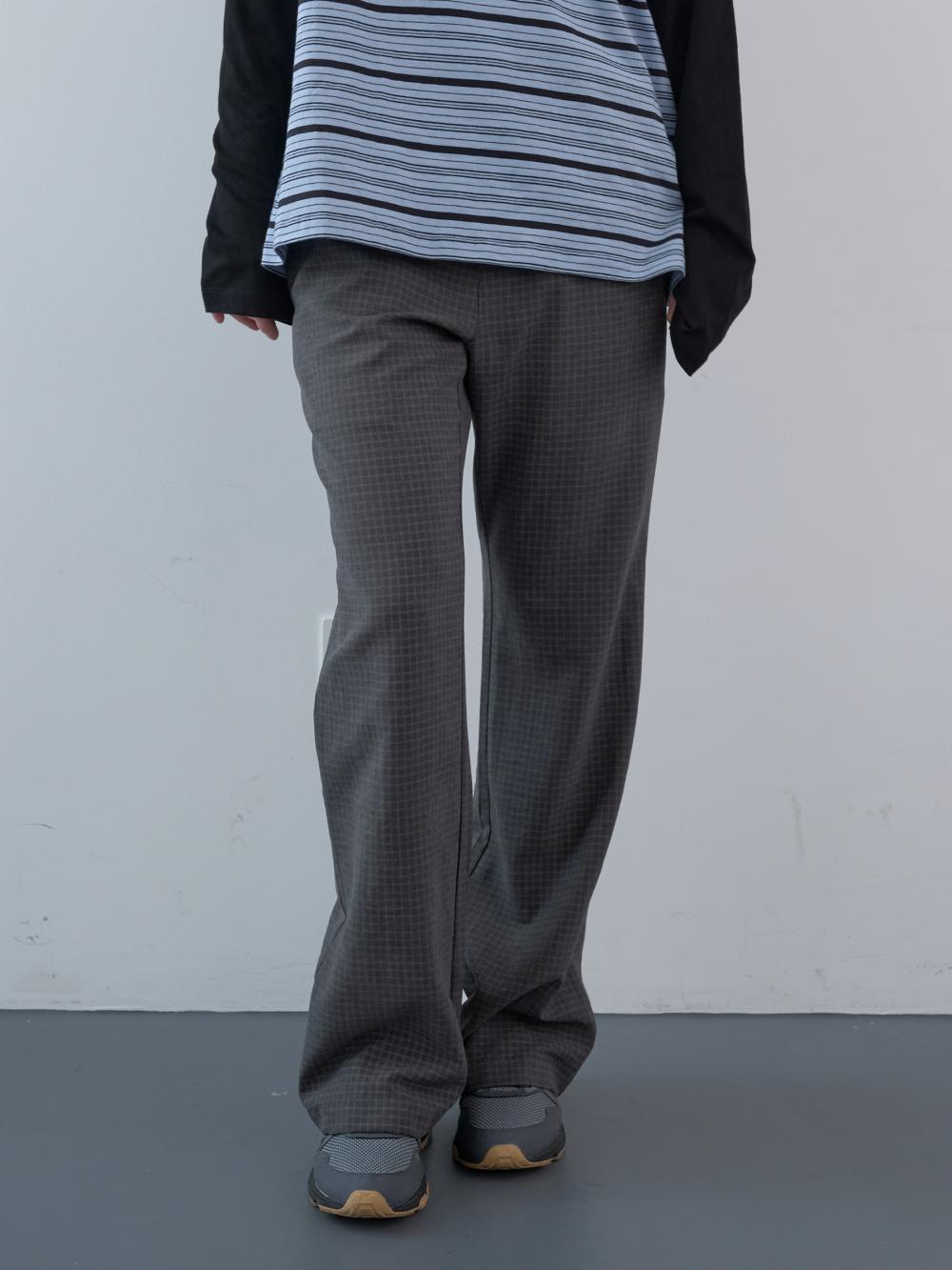 マットチェックバンディングブーツカットパンツ (グレー) | ENZO BLUES | HANA(ハナ) #11