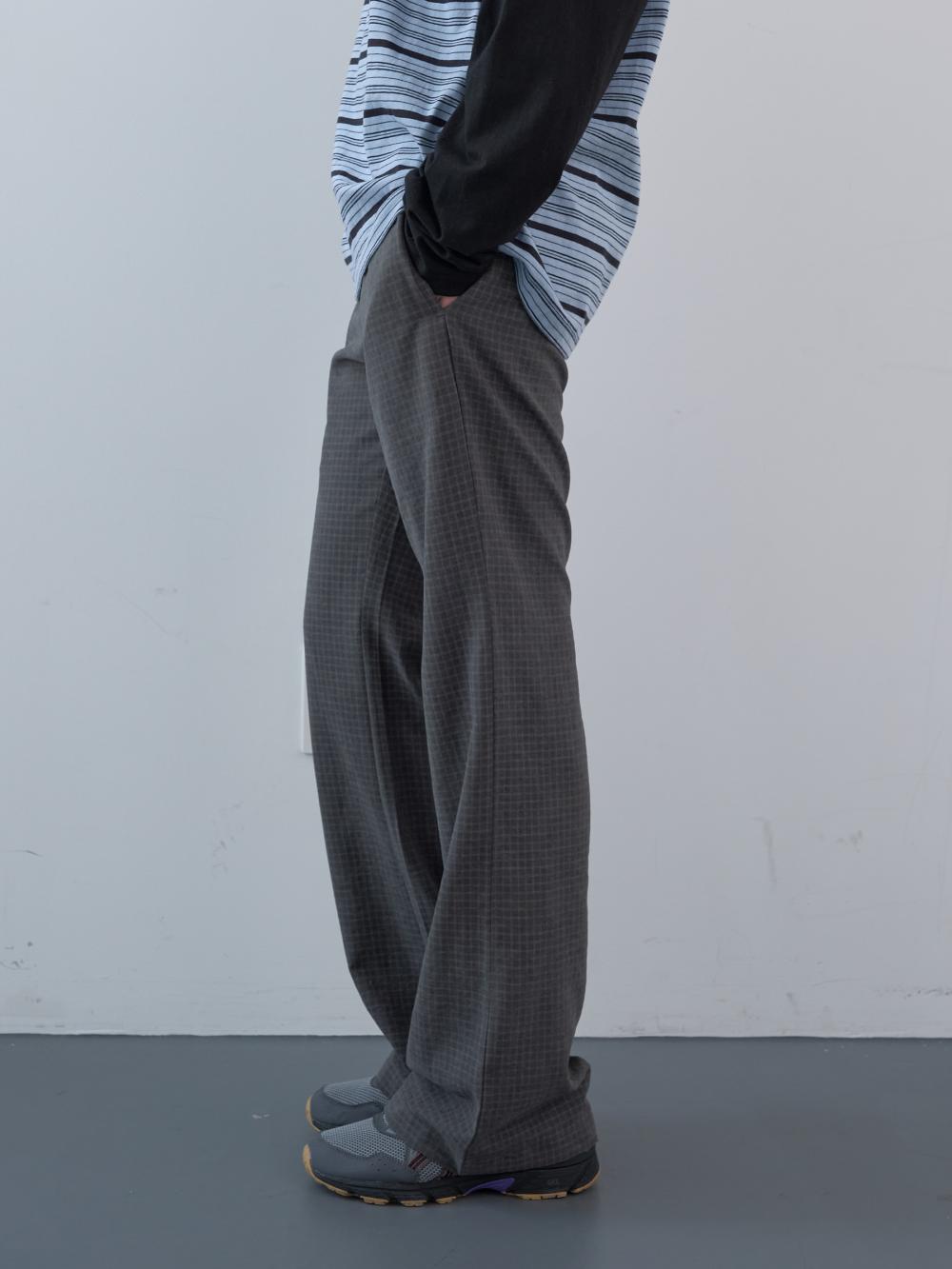 マットチェックバンディングブーツカットパンツ (グレー) | ENZO BLUES | HANA(ハナ) #12