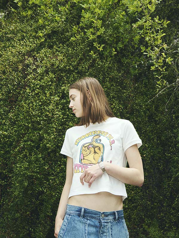 クロップ ハッピー キャッツ Tシャツ_ホワイト | BONRROW | HANA(ハナ) #6