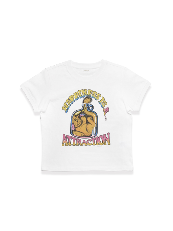 クロップ ハッピー キャッツ Tシャツ_ホワイト | BONRROW | HANA(ハナ) #2