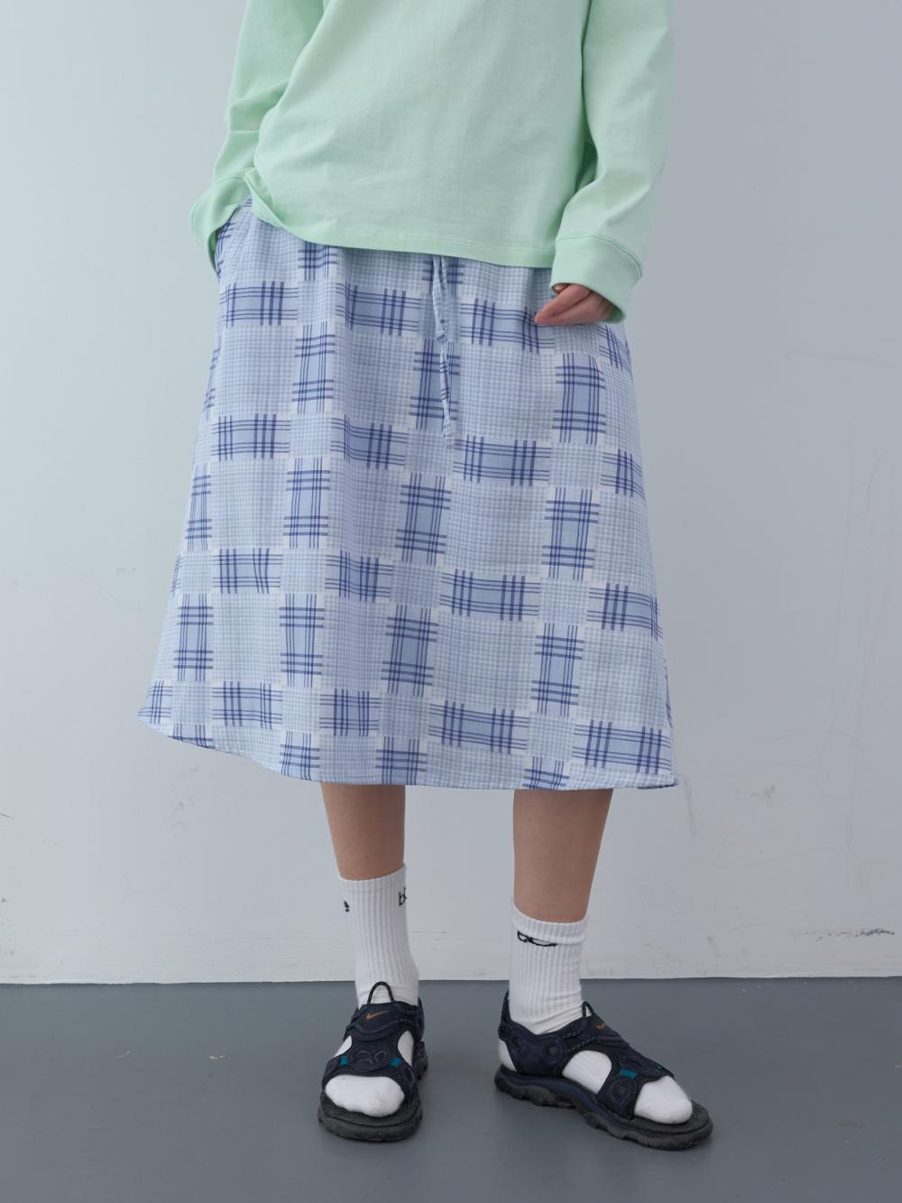 ミックスチェックバンディングスカート（スカイ） | ENZO BLUES | HANA(ハナ) #14