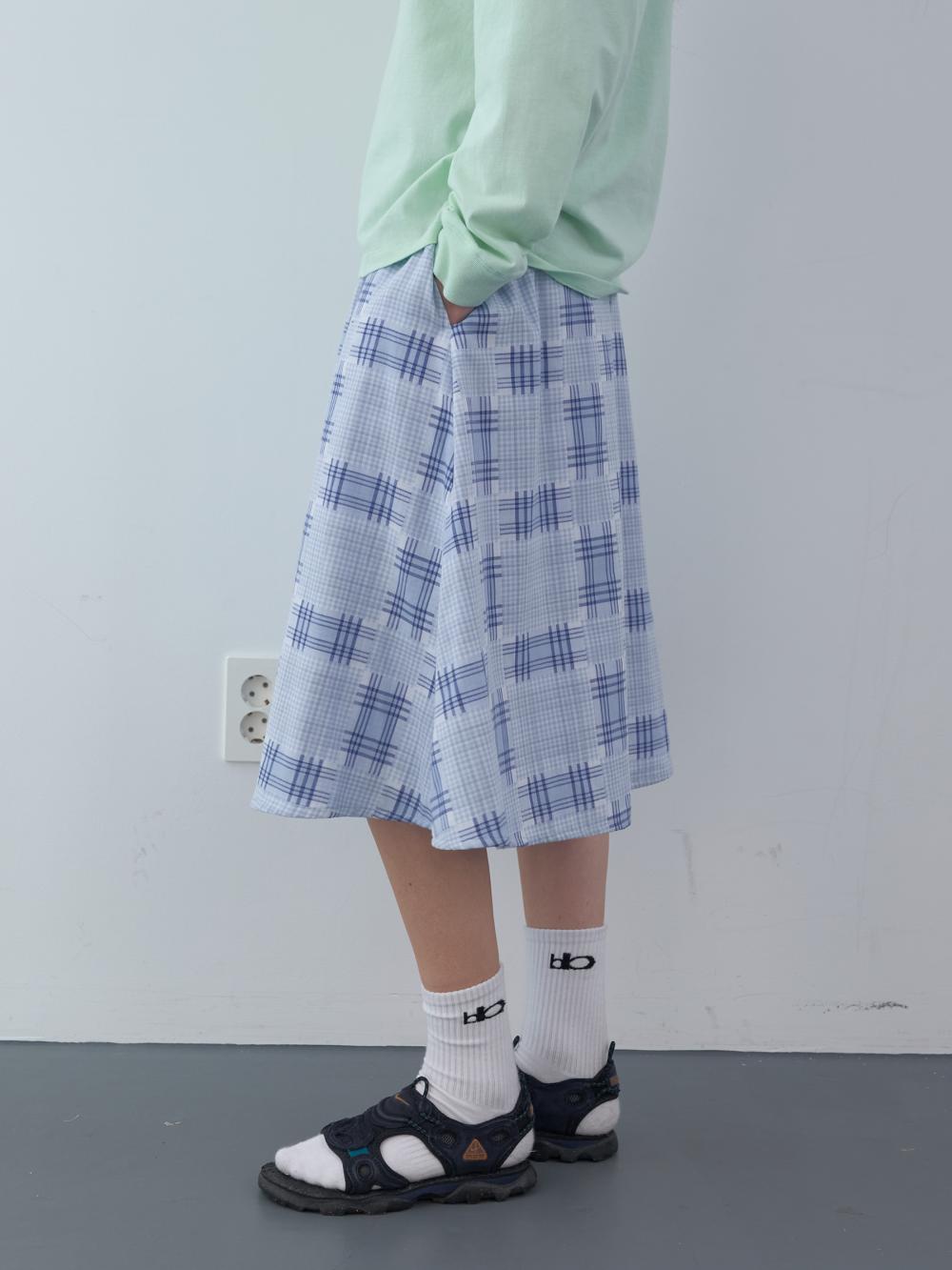 ミックスチェックバンディングスカート（スカイ） | ENZO BLUES | HANA(ハナ) #15