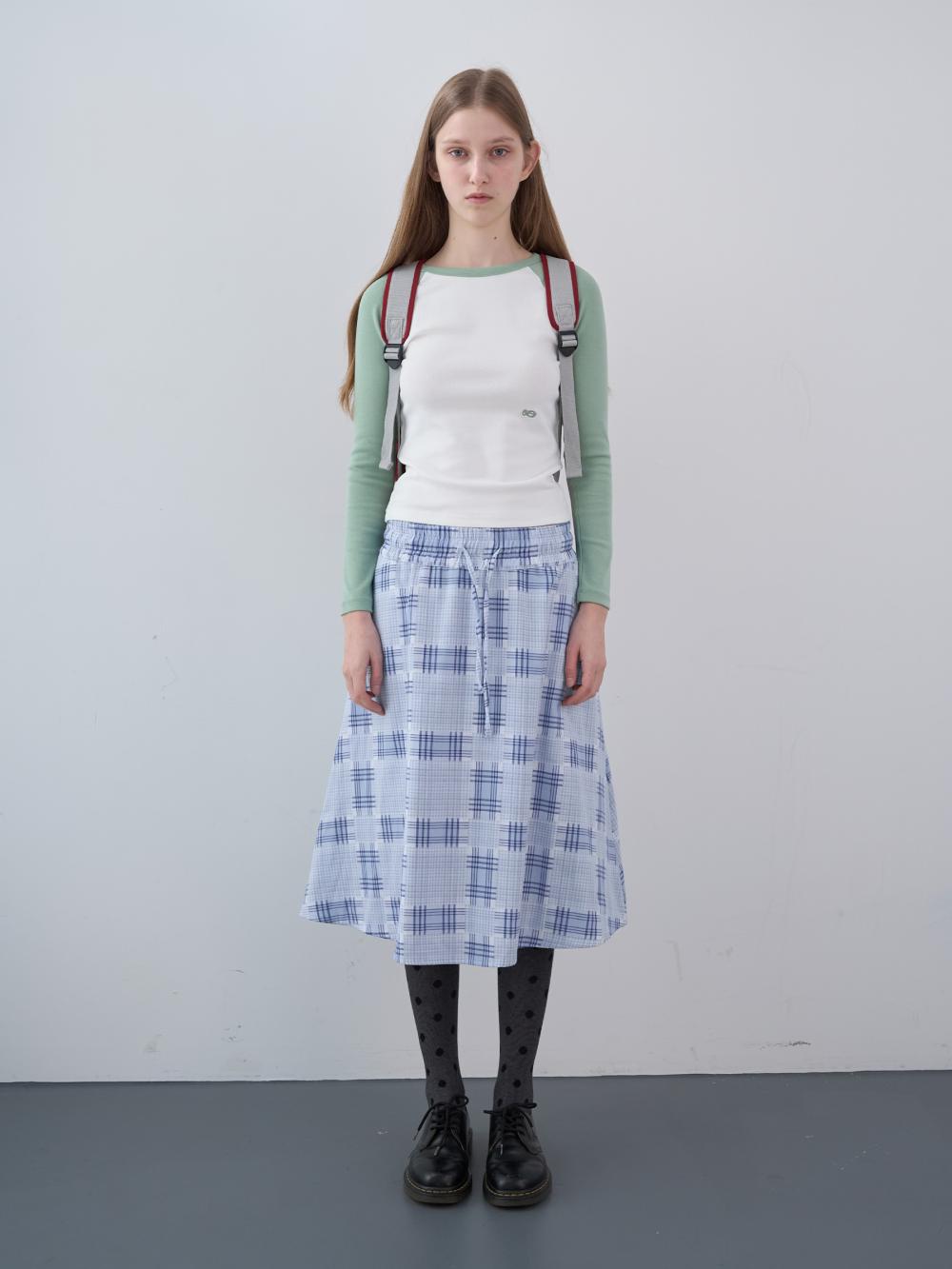 ミックスチェックバンディングスカート（スカイ） | ENZO BLUES | HANA(ハナ) #6