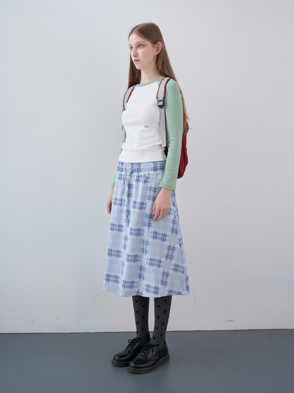 ミックスチェックバンディングスカート（スカイ） | ENZO BLUES | HANA(ハナ) #7